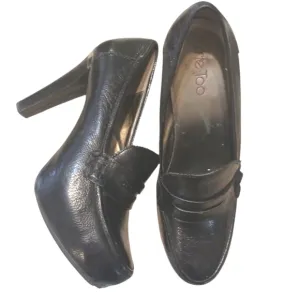 Genuine Leather Black Heeled Loafers Women's Me Too London Pumps aize 7 M