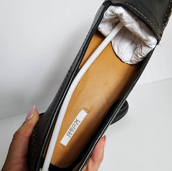 Geox Classic Loafers Mens EU 39.5 Black Slip On Leather Comfort Career
