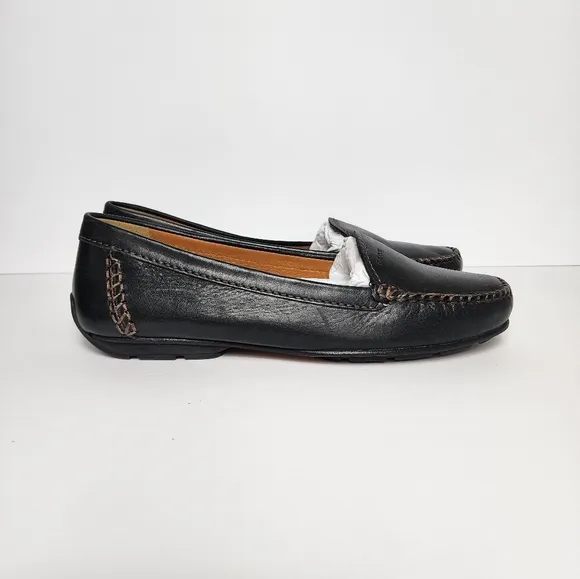 Geox Classic Loafers Mens EU 39.5 Black Slip On Leather Comfort Career