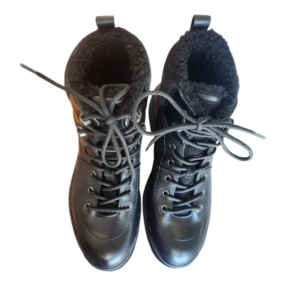 GEOX Nevegal Amphibioux ABX Size 6 Black Leather Hiking Boots Ankle Waterproof
