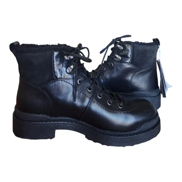 GEOX Nevegal Amphibioux ABX Size 6 Black Leather Hiking Boots Ankle Waterproof