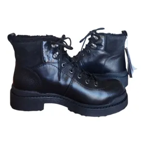 GEOX Nevegal Amphibioux ABX Size 6 Black Leather Hiking Boots Ankle Waterproof
