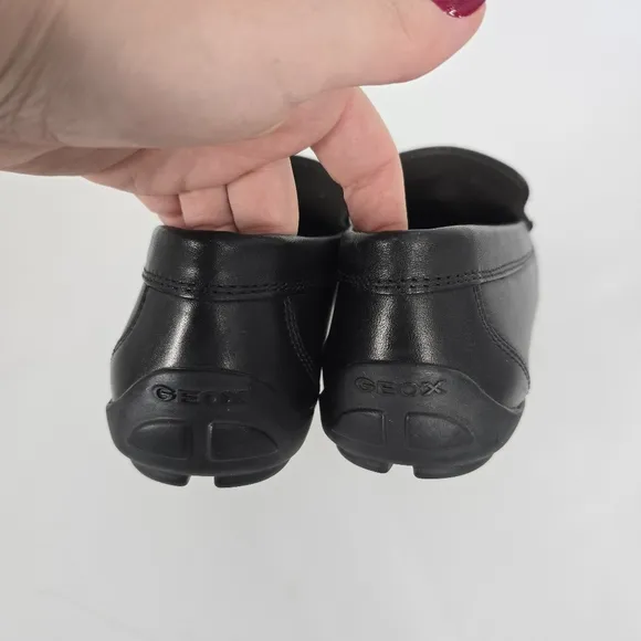 Geox Respira Boys Black Leather Dress Loafers Size 38 Antishock US 5.5 6