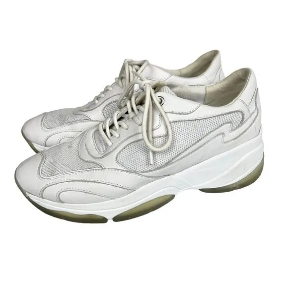 Geox Respira Kirya White Leather Chunky Sneakers Size 10