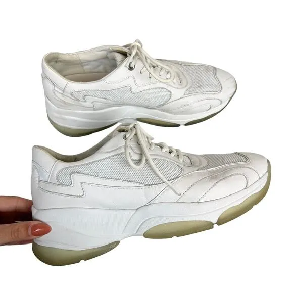 Geox Respira Kirya White Leather Chunky Sneakers Size 10