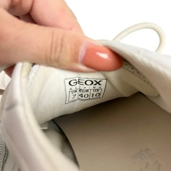 Geox Respira Kirya White Leather Chunky Sneakers Size 10