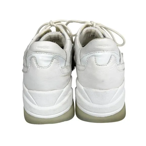 Geox Respira Kirya White Leather Chunky Sneakers Size 10