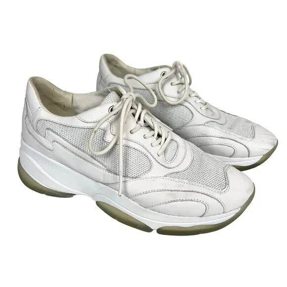 Geox Respira Kirya White Leather Chunky Sneakers Size 10