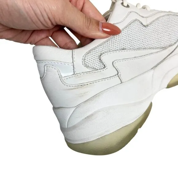 Geox Respira Kirya White Leather Chunky Sneakers Size 10