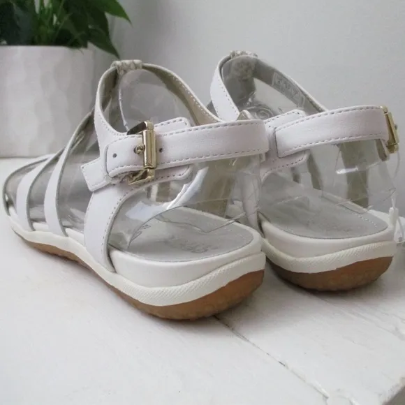 Geox Respira Womens Sand Vega White Leather Flat Slingback Flat Sandals NWT 7
