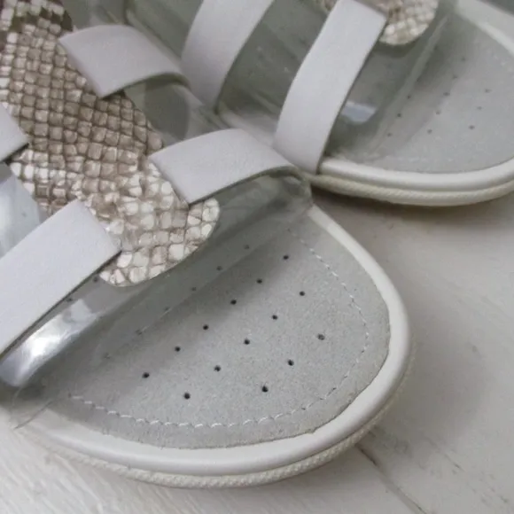 Geox Respira Womens Sand Vega White Leather Flat Slingback Flat Sandals NWT 7