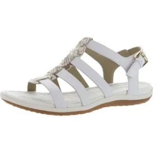 Geox Respira Womens Sand Vega White Leather Flat Slingback Flat Sandals NWT 7