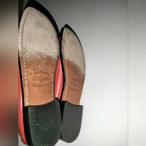 G.H. Bass &amp; Co (Size 8) Red Classic Leather Lillian Bow Accent Slip-on Loafers