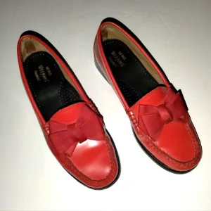 G.H. Bass &amp; Co (Size 8) Red Classic Leather Lillian Bow Accent Slip-on Loafers