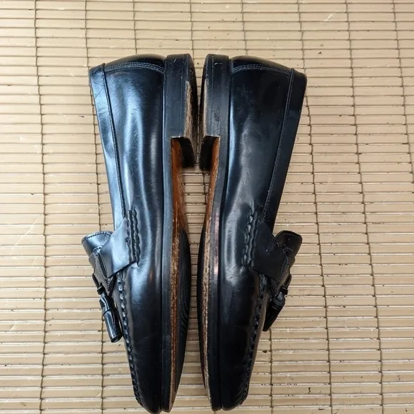 GH Bass Mens Black Leather Tassel Loafers Dress Shoe Delhi Sz 10M. A19pm