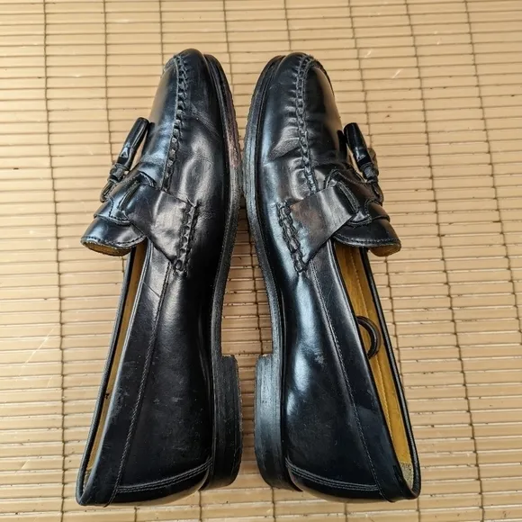 GH Bass Mens Black Leather Tassel Loafers Dress Shoe Delhi Sz 10M. A19pm