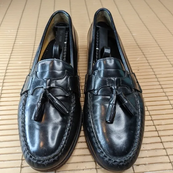 GH Bass Mens Black Leather Tassel Loafers Dress Shoe Delhi Sz 10M. A19pm