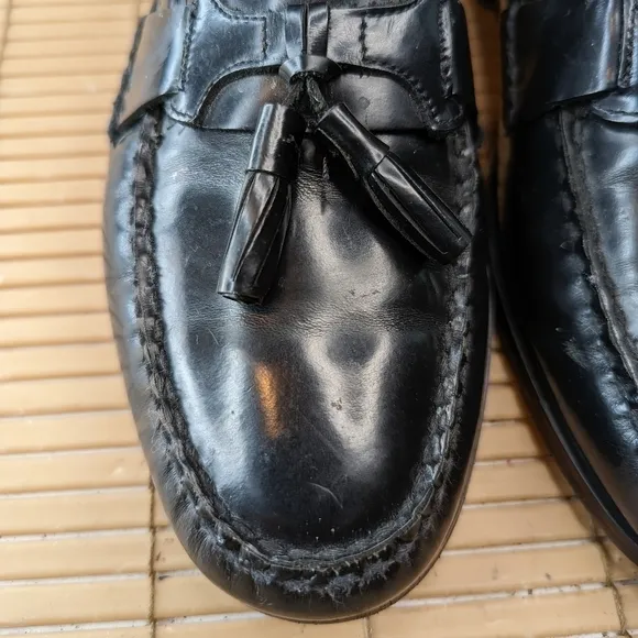 GH Bass Mens Black Leather Tassel Loafers Dress Shoe Delhi Sz 10M. A19pm