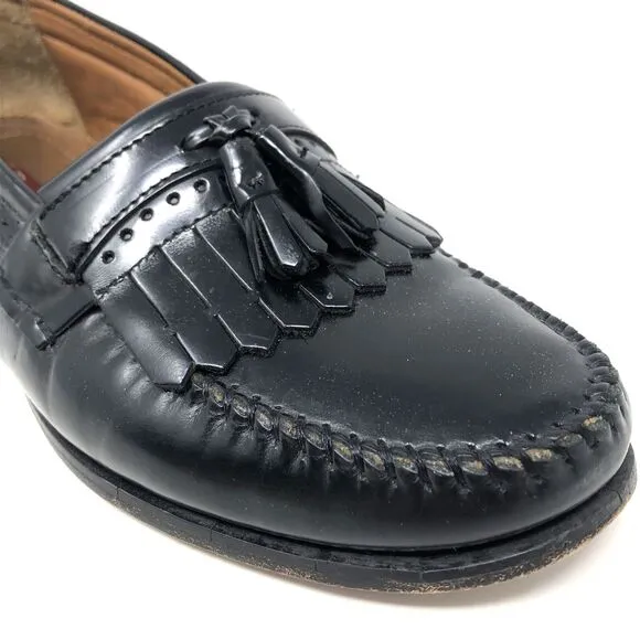GH Bass Weejuns Kiltie Tassel Loafers Mens Sz 9 Black Handcraft Brazil Leather