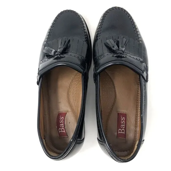 GH Bass Weejuns Kiltie Tassel Loafers Mens Sz 9 Black Handcraft Brazil Leather