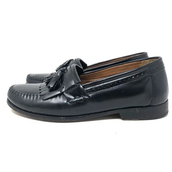 GH Bass Weejuns Kiltie Tassel Loafers Mens Sz 9 Black Handcraft Brazil Leather