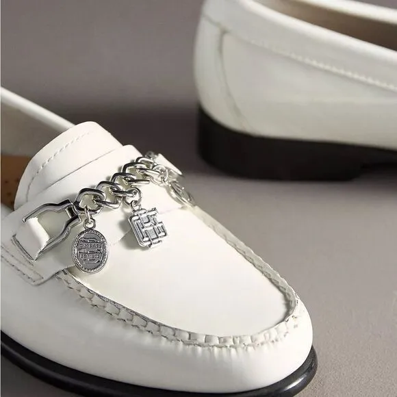 G.H.BASS Whitney Charm Weejuns®Loafers White &amp;Silver Loafers w/Textured Finish