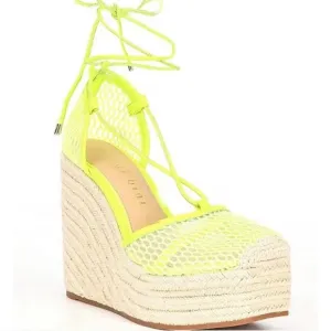 Gianni BiniSantoro Mesh Ankle Wrap Platform Wedge Espadrilles