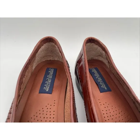 Giorgio Brutini Mens Shoes 13 D Le Glove Loafers Brown Leather Woven Loafers