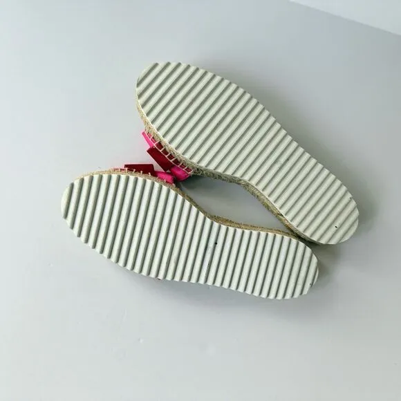 Gioseppo Satin Espadrille Flat Slide Sandals in Red &amp; Pink Size 7