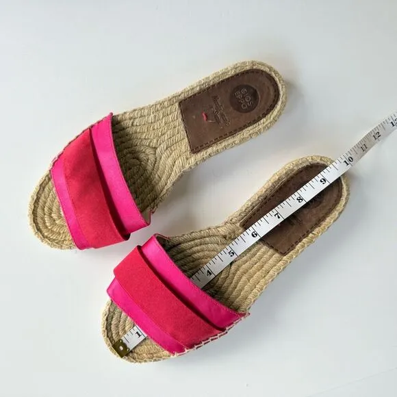 Gioseppo Satin Espadrille Flat Slide Sandals in Red &amp; Pink Size 7