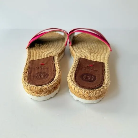 Gioseppo Satin Espadrille Flat Slide Sandals in Red &amp; Pink Size 7