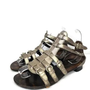 Giuseppe Zanotti Gladiators Gold Leather Flat Sandals Ankle Buckle