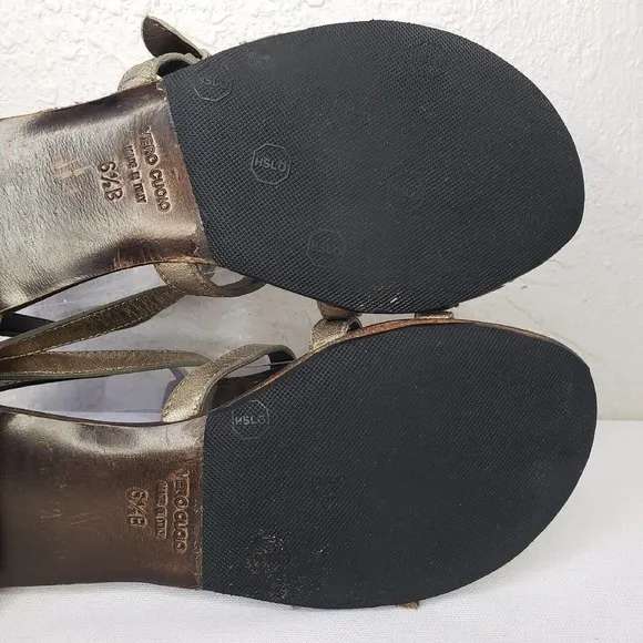 Giuseppe Zanotti Gladiators Gold Leather Flat Sandals Ankle Buckle