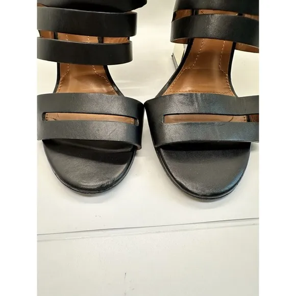 GIVENCHY Size 40.5 EU/ 10 US Black Leather Metal Wedge Cage Bootie/Sandals