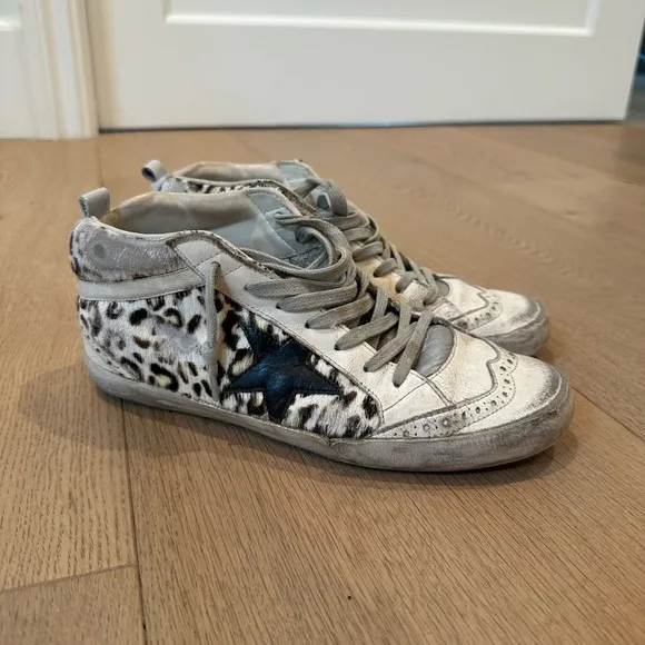 Golden Goose Mohair Leopard Print High-Top Sneakers