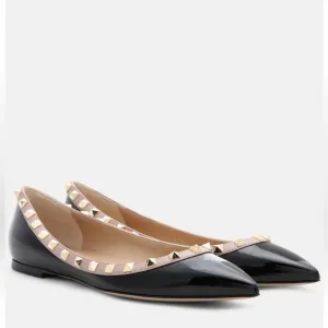 Good condition Valentino Garavani Rockstud patent leather ballet flats size 10