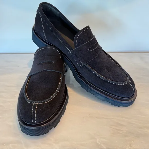 Good Man Brand Lexington Navy Blue Suede Loafers. Size 10 1/2
