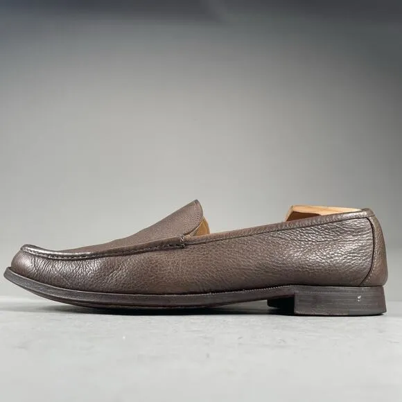 Gravati Men’s Size 10.5 Brown Pebbled Leather Slip On Moc Toe Loafers Dress Shoe