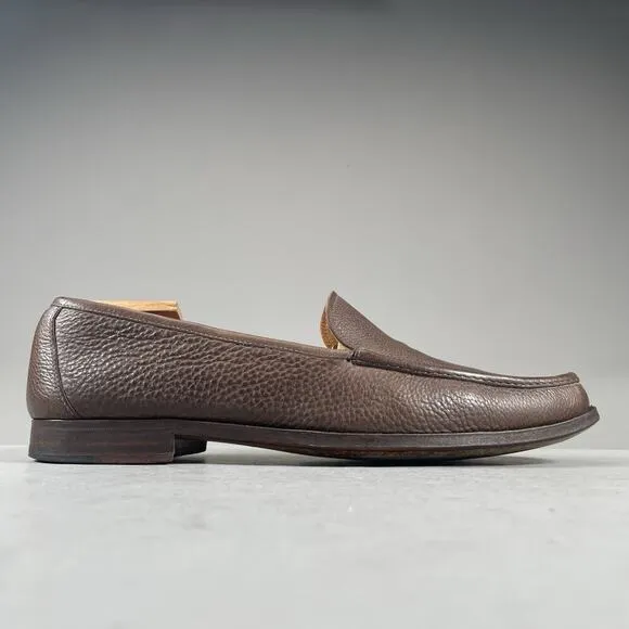 Gravati Men’s Size 10.5 Brown Pebbled Leather Slip On Moc Toe Loafers Dress Shoe