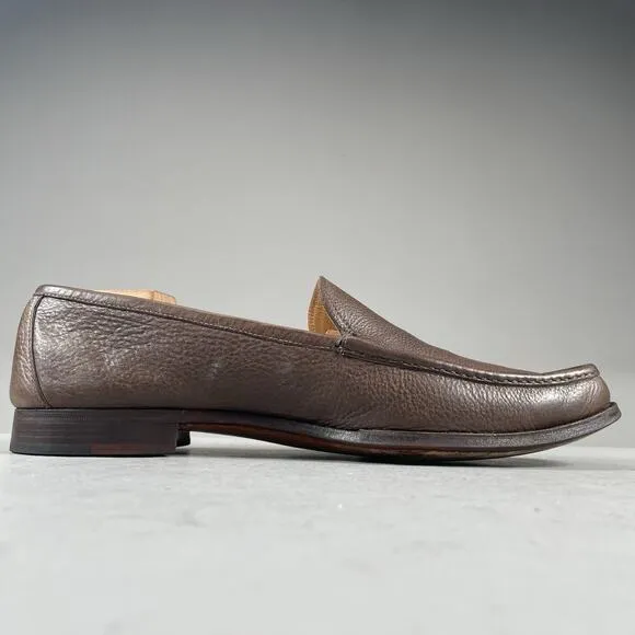 Gravati Men’s Size 10.5 Brown Pebbled Leather Slip On Moc Toe Loafers Dress Shoe