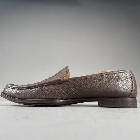 Gravati Men’s Size 10.5 Brown Pebbled Leather Slip On Moc Toe Loafers Dress Shoe