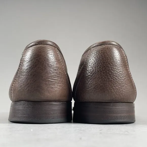 Gravati Men’s Size 10.5 Brown Pebbled Leather Slip On Moc Toe Loafers Dress Shoe