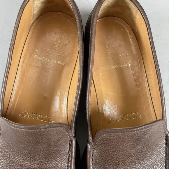 Gravati Men’s Size 10.5 Brown Pebbled Leather Slip On Moc Toe Loafers Dress Shoe