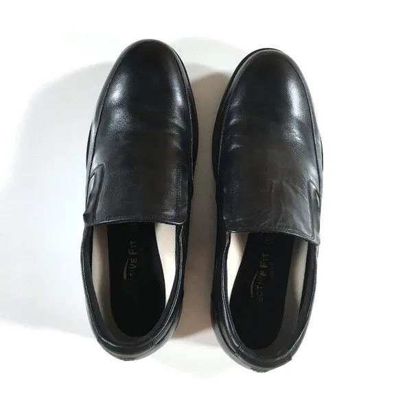 Gravity Defyer Centric Slip On Dress Loafers Mens Size 10.5 W Wide Black Leather