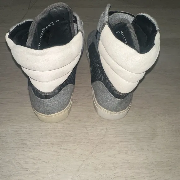 Gray and Black Android Homme High-Top Sneakers with Quilted Panels