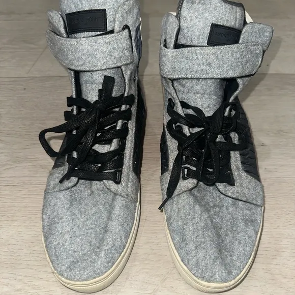 Gray and Black Android Homme High-Top Sneakers with Quilted Panels