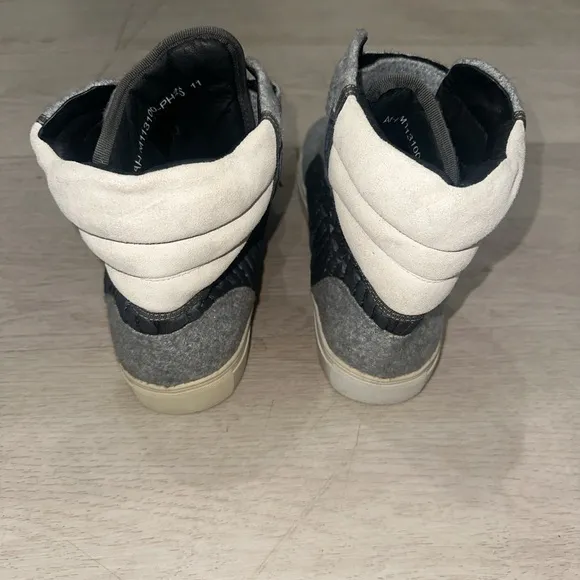 Gray and Black Android Homme High-Top Sneakers with Quilted Panels