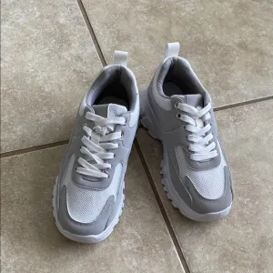 Gray and White Chunky Sneakers