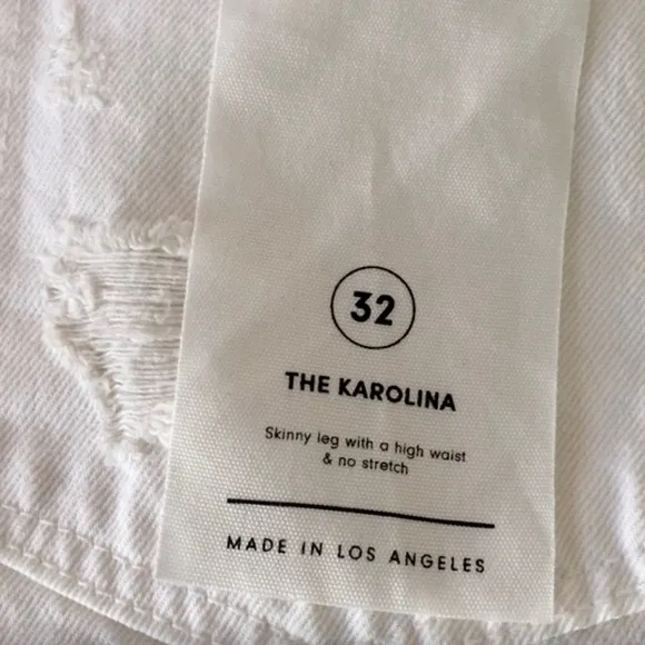 GRLFRND Karolina Distressed White Denim Jeans Button Fly • NWT