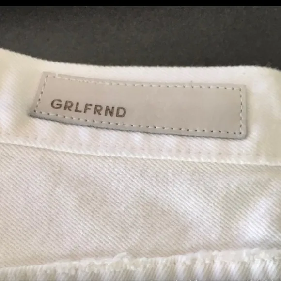 GRLFRND Karolina Distressed White Denim Jeans Button Fly • NWT
